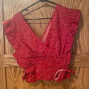Red Polkadot Strechy Crop Top XXL NWOT
